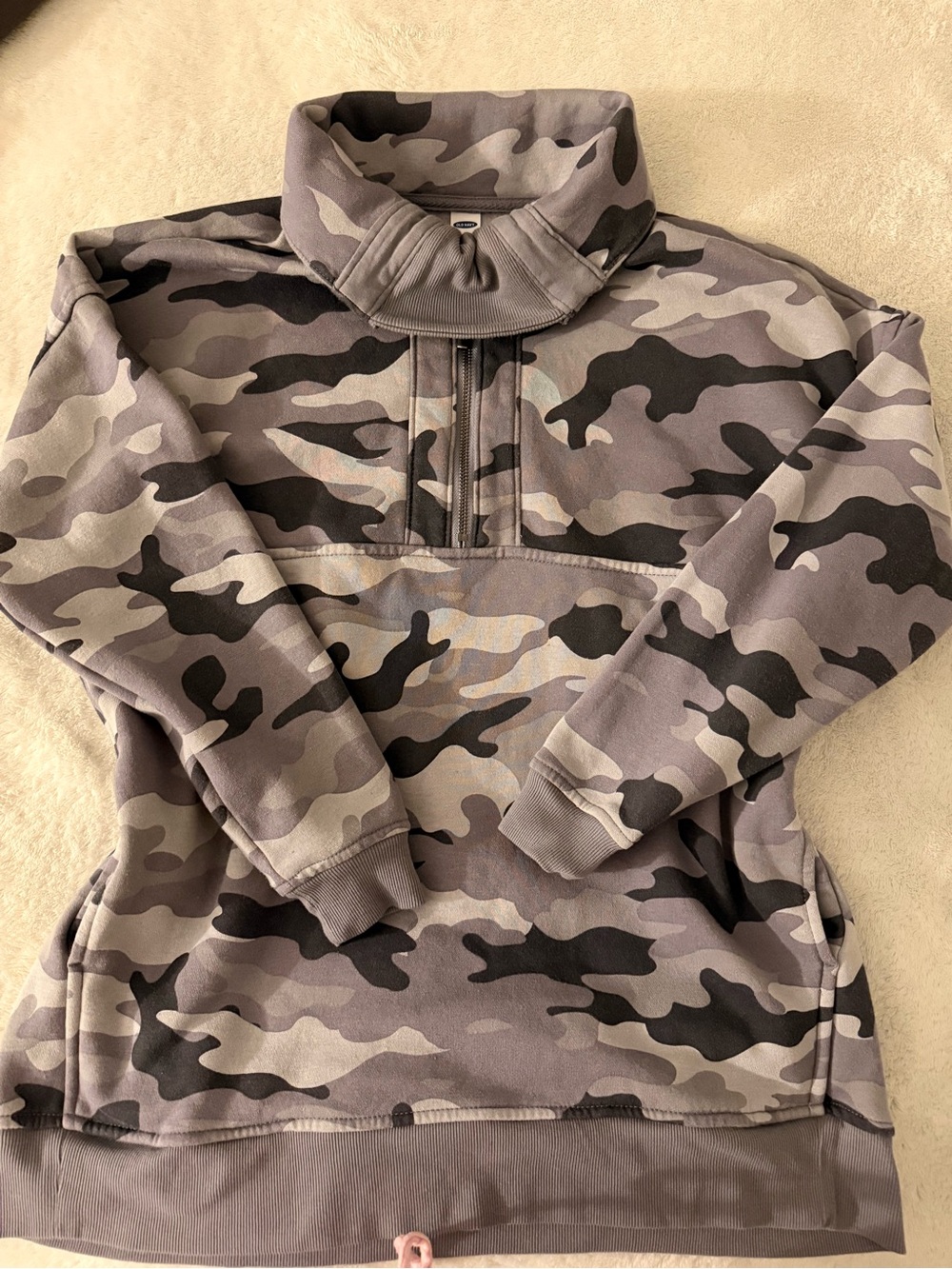 Old Navy Kids Gray Camo Quarter-Zip Pullover Jacket